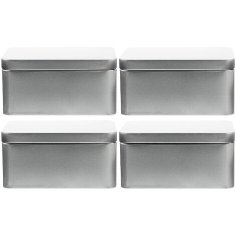 Rangement Cosmétiques Lot De 4 Liques Avec Couvercles Transparents - Rangement Pratique Pour Petits Objets Boîtes Métal