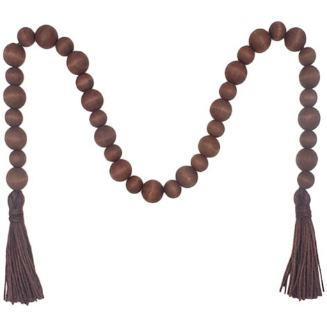 Guirlande Pompons Macramé Avec Perles Bois - Décoration Murale 150cm Pour Chambre Enfant, Fête | Style Boho Et Naturel