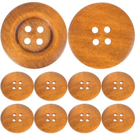 6 Boutons En Bois Bascules 2 Dents Artisanat - Formes Potelées Uniques - Neuf