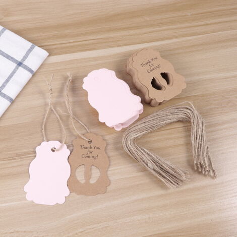 Étiquettes Cadeaux Remerciement Kraft - 200 Pièces, Diamètre 4 Cm, Avec Ficelle Chanvre - Pour Mariage, Anniversaire