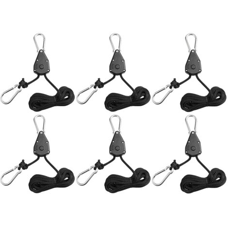 Kit De 6 Suspensions Réglables Pour Lampes De Culture - Crochets De Levage Solides Jusqu'à 150 Lbs, Noir