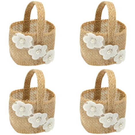Coussin Porte-alliances Mariage Style Campagne - Lin Avec Nœud Et Fleurs, Idéal Cérémonie Ou Décoration Romantique