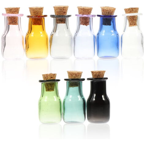 Lot De 16 Mini Bouteilles En Verre Avec Bouchons Liège - Petits Bocaux Transparents - DIY Et Déco