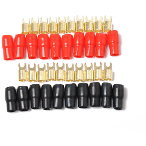 Lot De 8 Connecteurs Haut-parleur Fourche En Y - 4 Mm, Cuivre Doré - Pour Ampli, Enceintes - Rouge Et Noir - 4