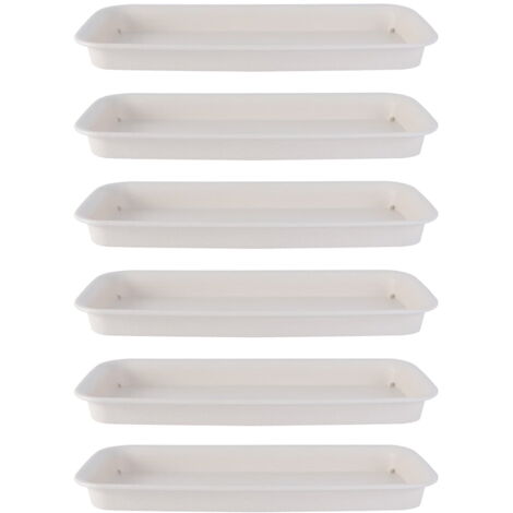 Lot De 3 Plateaux Pour Pots De Fleurs Rectangulaires - Plastique Beige, Antidérapants Et Résistants Aux UV