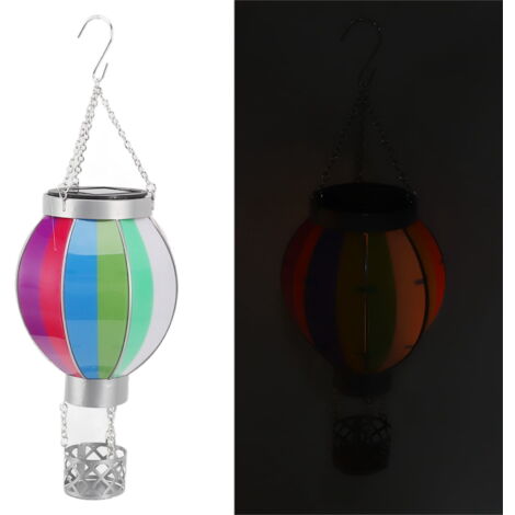 Lanterne solaire en montgolfière avec lumière vacillante, suspension