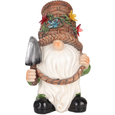 Nain De Jardin Solaire LED Résine - Décoration Extérieur Étanche - Statue Lumineuse
