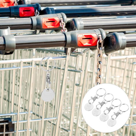 PUERFOCA Lot De 6 Jetons Pour Chariot De Courses – Porte-clés En Acier Inoxydable, Compatibles Caddies à Tiroir Et Chargement Frontal – Argenté