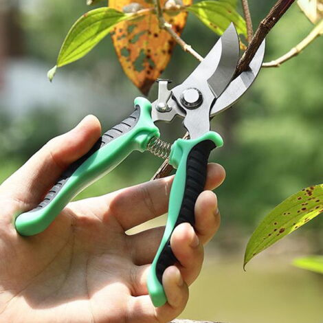 Hanlomele Sécateur Manuel De Jardinage, Couleur Verte, Lames Incurvées Tranchantes En Acier Inoxydable Des Ciseaux De Coupe De Jardin, Pour Une Coupe