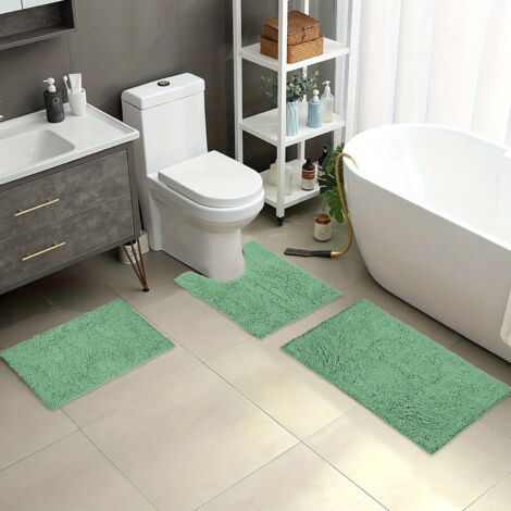 Lot De 3 Tapis De Sol Noirs à Motifs Fleurs - Absorbants, Antidérapants, Pour Salle De Bain, Toilettes, Cuisine