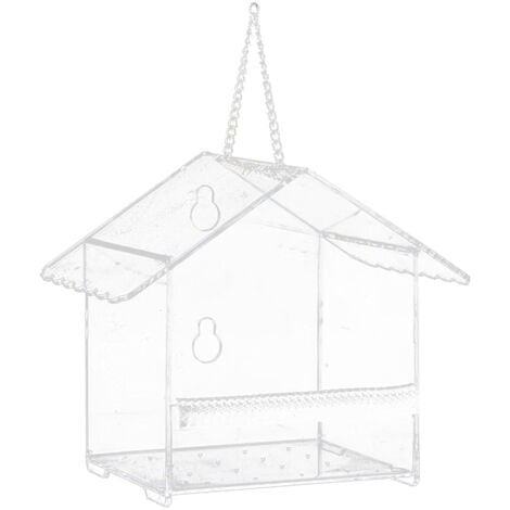 Mangeoires à oiseaux en acrylique transparent pour fenêtre d'extérieur - Poignée d'aspiration améliorée, pour l'observation des oiseaux, faciles à nettoyer, mangeoire pour nichoir d'extérieur