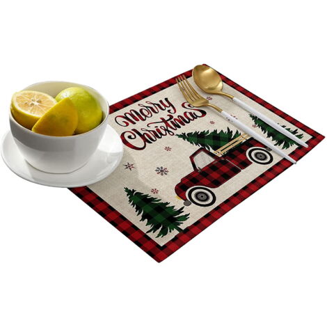 Set De Table Noël Flocon De Neige Doré/Argenté - 4 Pièces Napperons Évidés Antidérapants Résistants Chaleur