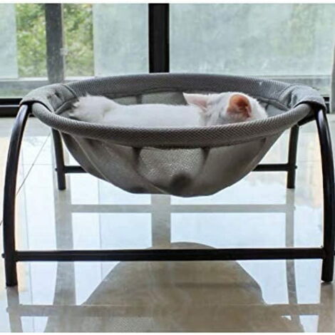 Panier Pour Chat Doux Et Lavable - Coussin Réversible Gris - Base Antidérapante 51x48x15 Cm