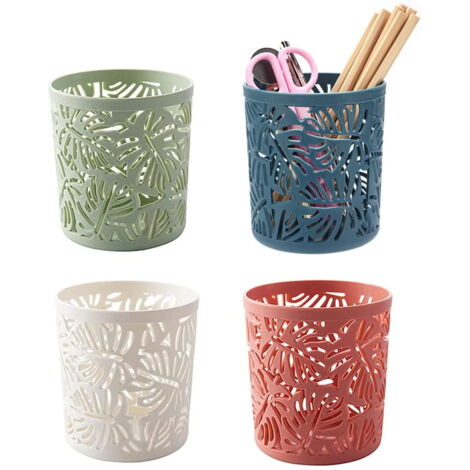Lot De 4 Pots à Crayons En Forme De Crayon – 11 Cm – Plastique ABS Coloré (bleu, Rouge, Vert, Orange) – Pour Bureau, Chambre, école – Rigolo Et Solide