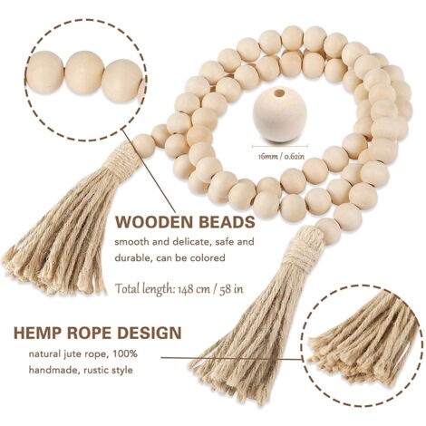 IMIKEYA 4pièces Guirlande De Perles Bois pour Pâques avec Pompons Et Ornement Decoration Intérieure IMIKEYA 4pièces Guirlande De Perles Bois pour Pâques avec Pompons Et Ornement Decoration Intérieure