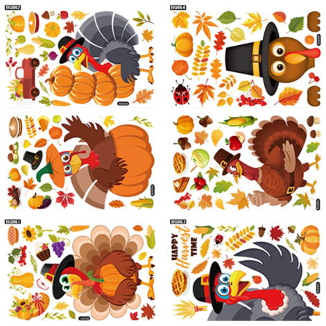81 Stickers Muraux Citrouilles D'automne - Déco Fenêtre Thanksgiving - Neufs