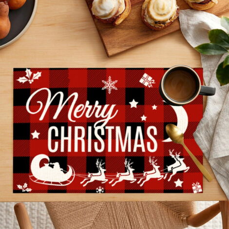 Ensemble De 4 Sets De Table Rouges De Noël, Antidérapants Et Résistants