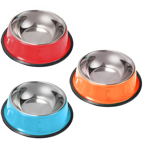 3 Gamelles Plates En Acier Inoxydable Pour Chat, 14 Cm Ecuelle Chat