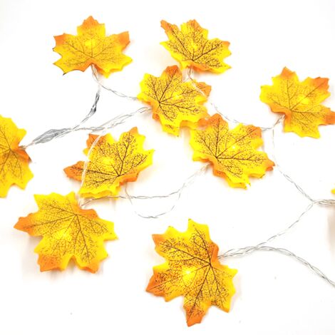 Guirlande Lumineuse Feuilles D'érable 20 LED - Longueur 2 M, Piles AA (non Fournies) | Décoration Automne, Noël, Extérieur