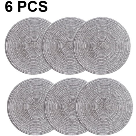 Josenidny Lot de 6 sets de table ronds tressés pour table à manger Josenidny Lot de 6 sets de table ronds tressés pour table à manger