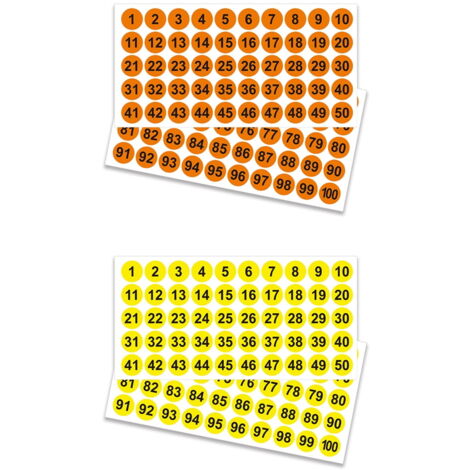 Lot De 500 Autocollants Numérotés 1 à 100 - Ronds, Résistants, Sans Résidus - Pour Organisation Classe, Bureau, Vernis à Ongles