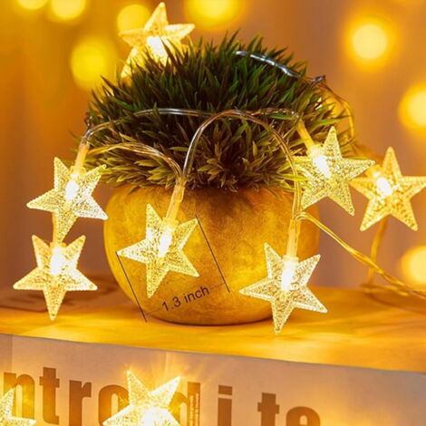 Guirlande Lumineuse étoiles 3 M - 20 LED Blanc Chaud/multicolore - USB/piles - Étanche - Modes Et Minuteur - Décoration Noël Intérieur/extérieur