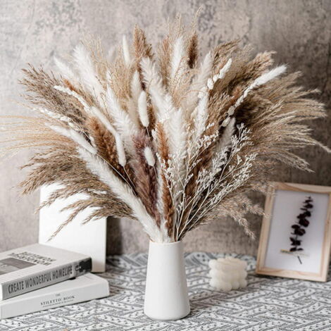 Lot de 80 queues de lapin séchées - Bouquet de fleurs séchées - 45 cm - Décoration de fête de mariage - Arrangement floral de Noël - Rose