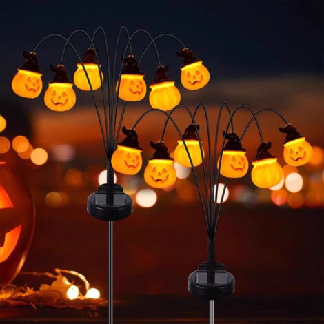 Lampes Solaires Halloween Citrouille Chauve-souris - 72 Cm, étanches, Pour Jardin, Allée, Décoration Extérieure