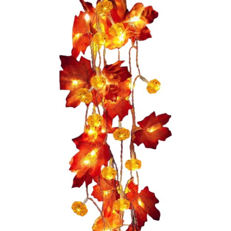 Guirlande LED Citrouille Et Feuille D’érable – Piles AAA, Ventouses Incluses – Décoration Automne Halloween Intérieur/extérieur - 3