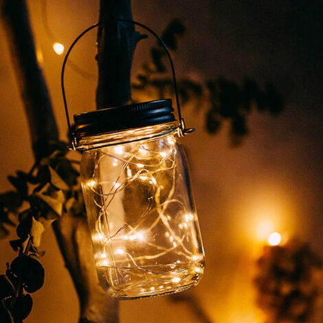 Lampes solaires d'extérieur à LED, bocal en verre Mason étanche avec panneau solaire intégré et LED pour l'éclairage nocturne du jardin, de la cour et des allées