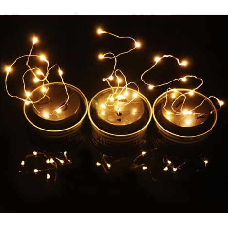 Lampes solaires d'extérieur à LED, bocal en verre Mason étanche avec panneau solaire intégré et LED pour l'éclairage nocturne du jardin, de la cour et des allées