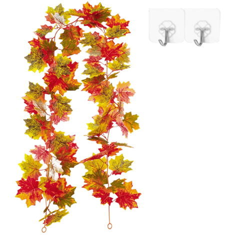 Guirlande Feuilles D'Érable Automne – Lot De 2 X 1,8 M, Soie Artificielle, Décoration Saisonnière | Pour Cheminée, Porte, Table - 7