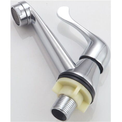 Robinet D'eau Froide Simple Pour Salle De Bain & Cuisine - Avec Filtre Et Double Tuyau, Argenté - 5