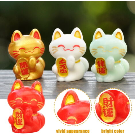 6 Figurines Chats Mignons En Résine Pour Décoration Intérieur Voiture - Adhésif Double-face - Pour Tableau De Bord Ou Rétroviseur - Lot Chatons