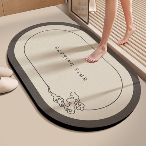 Tapis De Bain En Pierre De Diatomée - Super Absorbant, Séchage Rapide, Antidérapant, Dimensions 35x45 Cm, Blanc