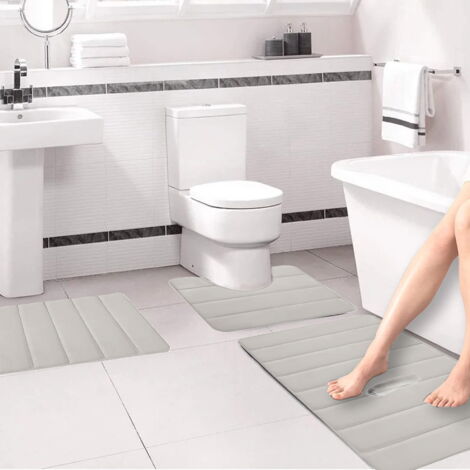 2 Pièces Tapis De Toilette Antidérapant Non Mat Pour Le Sol De La Salle