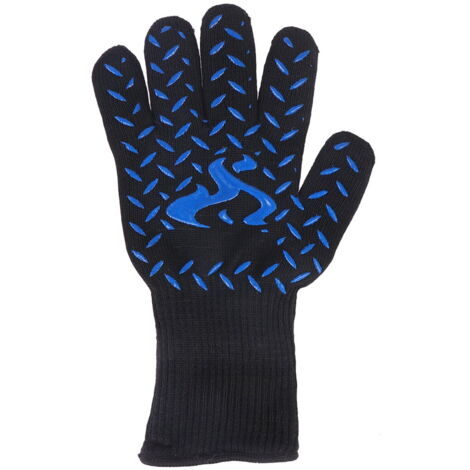 Gants De Four Doubles Matelassés - 88,9 Cm, Résistants à 250°C, Motif Feuilles Bleu Citron, Pour Barbecue Et Cuisine