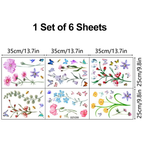 Lot D'autocollants Déco Voiture Motif Hibiscus, Fleurs, Papillons - Flower Set 11 - Style Vintage