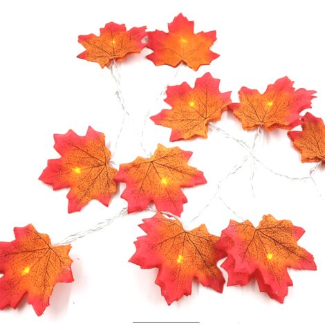 Guirlande Lumineuse Automne 3 Mètres - 30 LEDs En Forme De Feuilles D'érable - Alimentation Piles - Pour Déco Intérieur/extérieur
