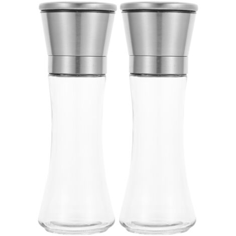 TOMEEM Lot de 2 moulins à sel et à poivre électriques avec 6 niveaux de rugosité réglable, facile à utiliser à une main, rechargeable, avec lumières LED lumineuses pour cuisine, camping, cadeau