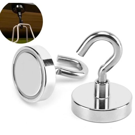 Lot De 4 Crochets Magnétiques En Néodyme Puissants De 10 Kg