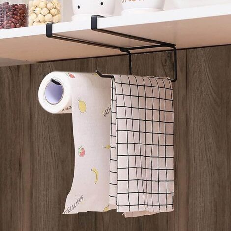 Porte-Rouleau De Cuisine Sans Perçage - Autocollant Sous Armoire Pour Essuie-Tout Et Papier (Blanc)