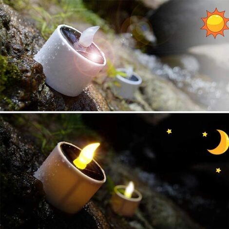 Lot de 6 lampes solaires LED pour jardin, éclairage nocturne extérieur et intérieur, lampes solaires pour bougies chauffe-plat