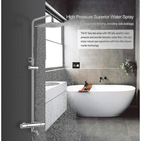 Pommeau De Douche Effet Pluie Haute Pression - Acier Inoxydable, Avec Bras Et Support