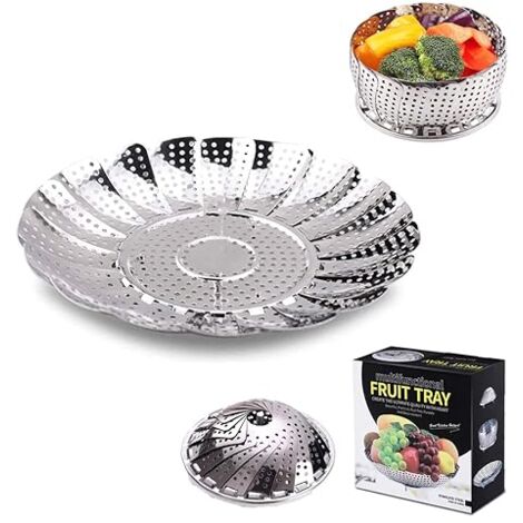 Cuiseur vapeur,Panier à vapeur télescopique pliable en acier, cuisson à