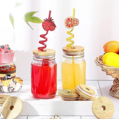 Lot De 5 Couvercles Élastiques Réutilisables Pour Verres Et Boissons - Protection Anti-Poussière Et Anti-Insectes Avec Trou Pour Paille