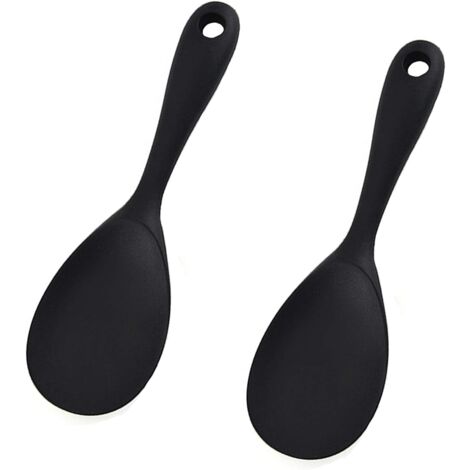 Lot De 2 Grandes Cuillères Cuisine Silicone Antiadhésives Grises-Bleues - Résistantes à La Chaleur