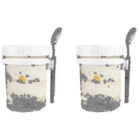 Lot De 2 Pots D'avoine De Nuit De 300ml,Verres D'avoine De Nuit Avec Couvercle Hermétique,bocaux
