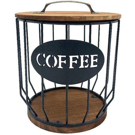 Barfeery Panier De Rangement Creux Capsules Café - Organisateur Dosettes Noir Métal Design Tasse