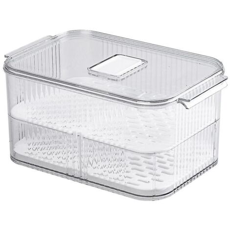 Lot De 4 Boîte De Fruits Réfrigérés Avec Couvercle Boite De Conservation Alimentaire De Réfrigérateur Avec égouttoir Pour Le Stockage Des Fruits Des Légumes Et Des Baie